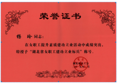 荆州市注册会计师杨玲同志喜获 “湖北省女职工建功立业标兵”光荣称号